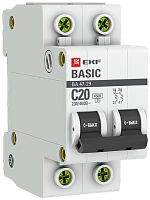 Выключатель автоматический EKF Basic ВА47-29 2п 20А C 4.5кА картинка